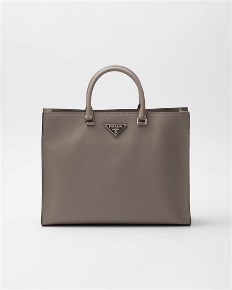 prada gardener tote gray|Clay Grey Saffiano Leather Tote Bag .